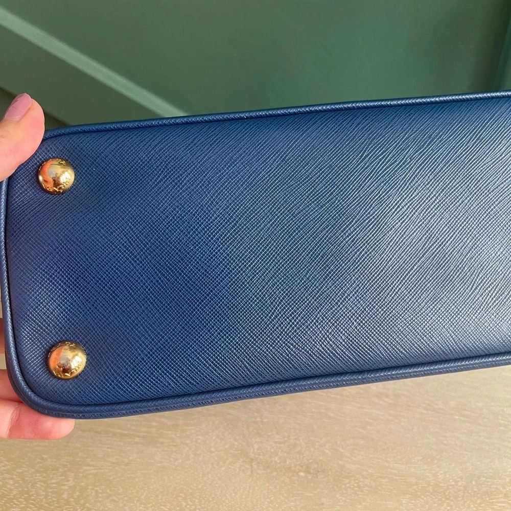 Prada Saffiano Dome Blue Mini Crossbody Bag Gold HW - Picture 5 of 14